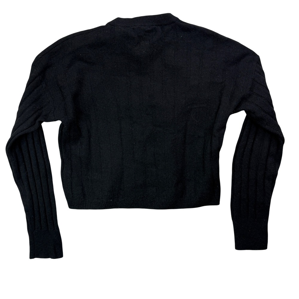 NAADAM Black 100% Cashmere Ribbed Knit Crew Neck Sweater XXS Slim Fit Cropped